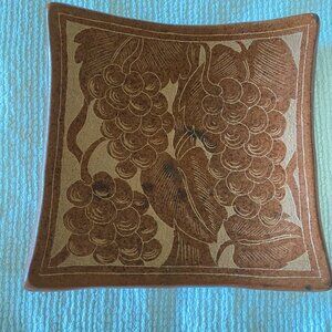 Vintage Ceramic Grape Motif Plate – Hand-etched